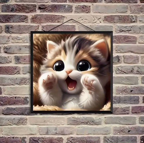 Diamond Art Painting Kit - Wide Eyed Kitten