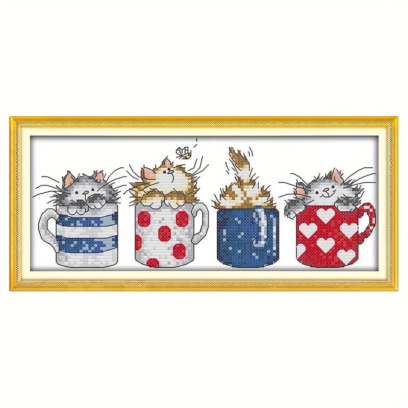 Cat in Cup - Cross stitch kit
