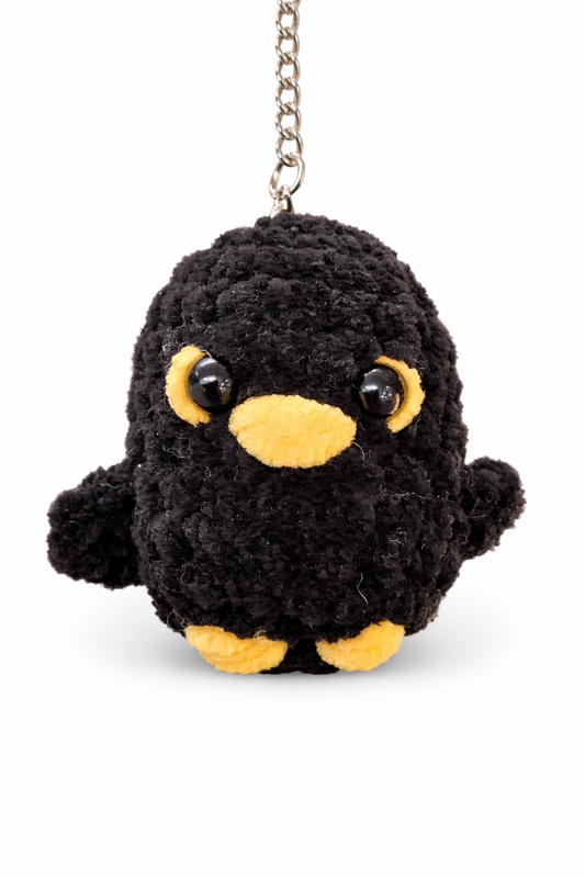 Crocheted Blackbird Keychain – Tiny, Handmade & Totally Adorable