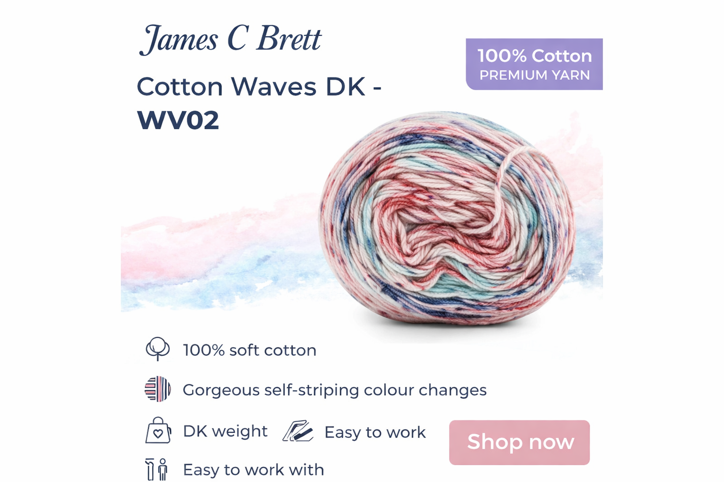 James C. Brett - Cotton Waves 100% Cotton Double Knit