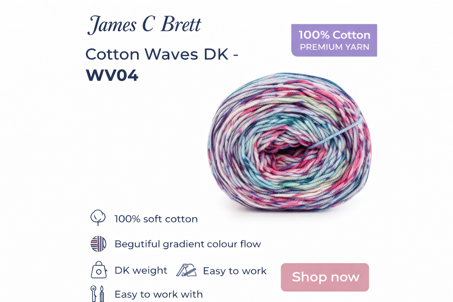 James C. Brett - Cotton Waves 100% Cotton Double Knit