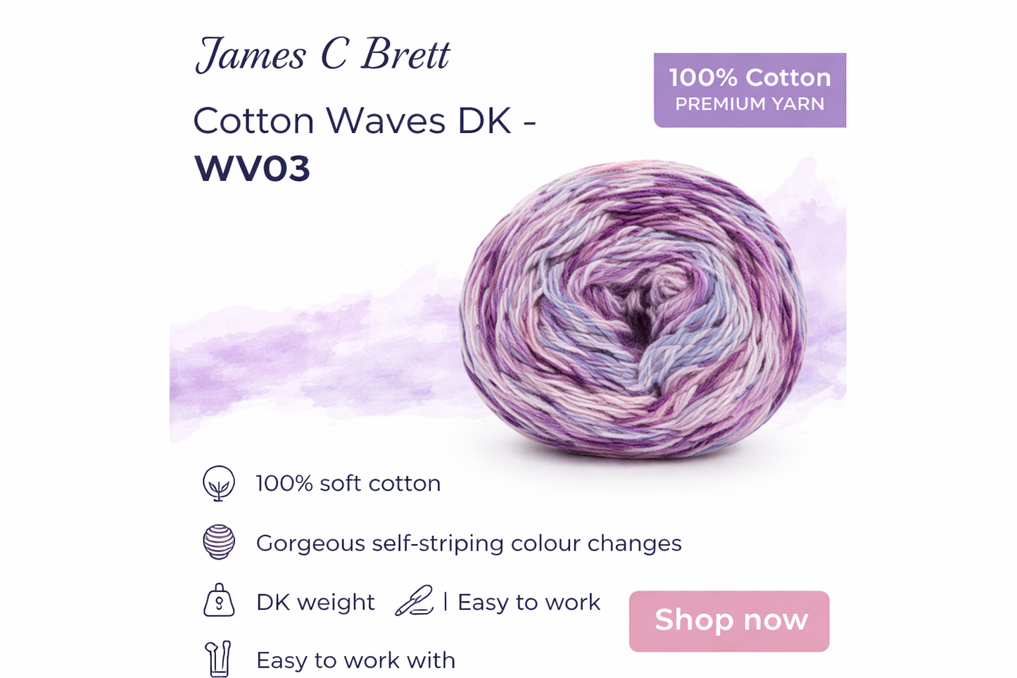 James C. Brett - Cotton Waves 100% Cotton Double Knit