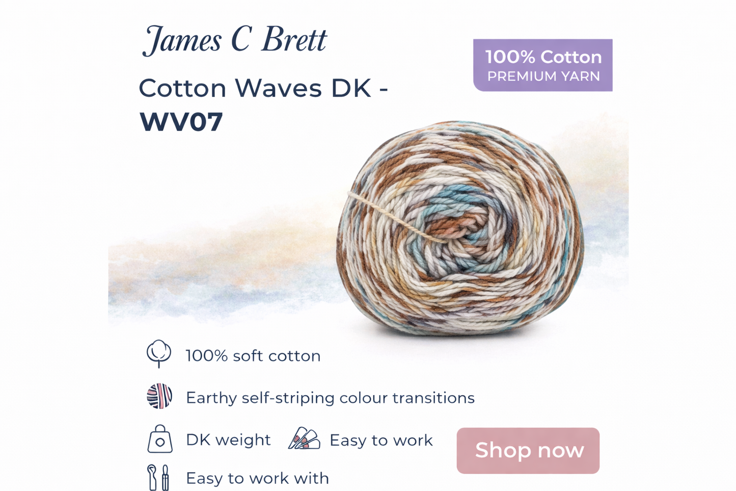 James C. Brett - Cotton Waves 100% Cotton Double Knit