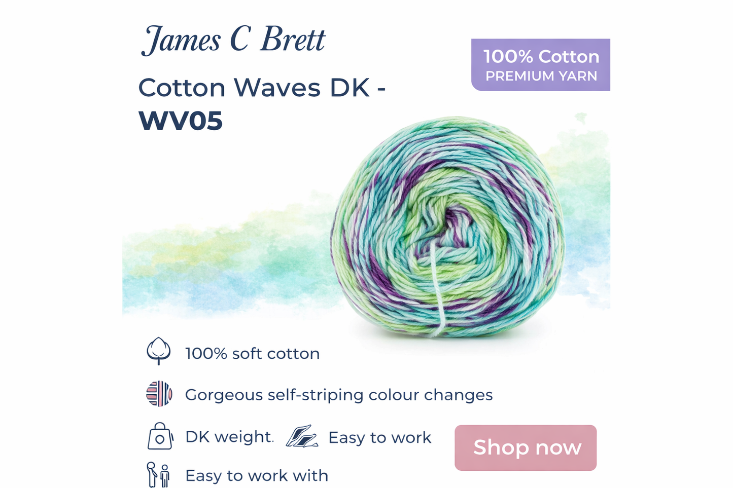 James C. Brett - Cotton Waves 100% Cotton Double Knit