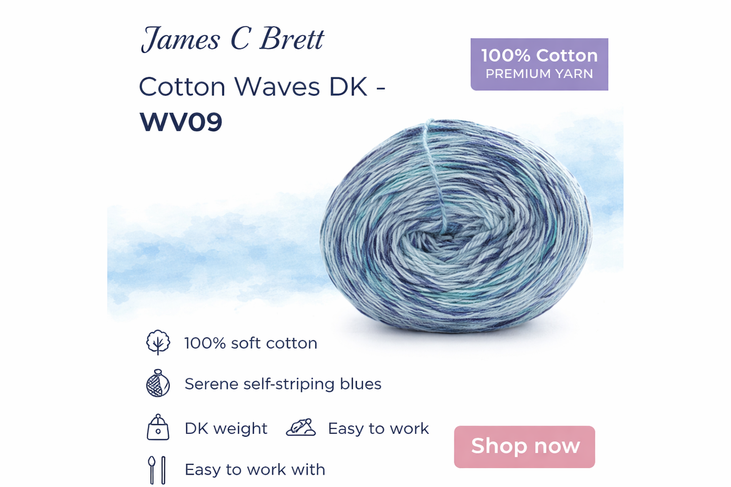 James C. Brett - Cotton Waves 100% Cotton Double Knit