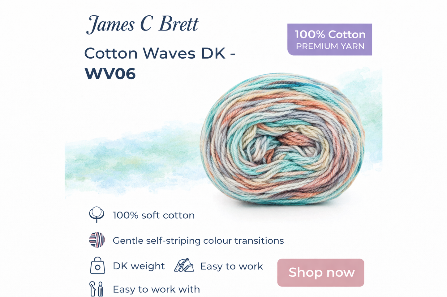 James C. Brett - Cotton Waves 100% Cotton Double Knit
