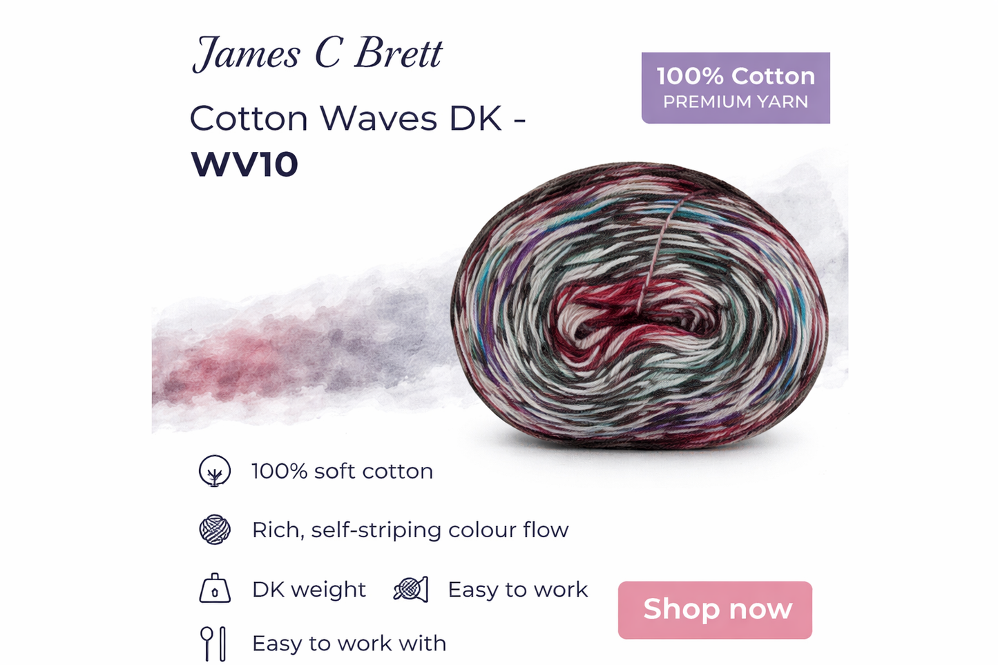 James C. Brett - Cotton Waves 100% Cotton Double Knit