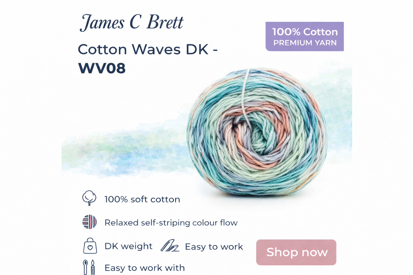 James C. Brett - Cotton Waves 100% Cotton Double Knit
