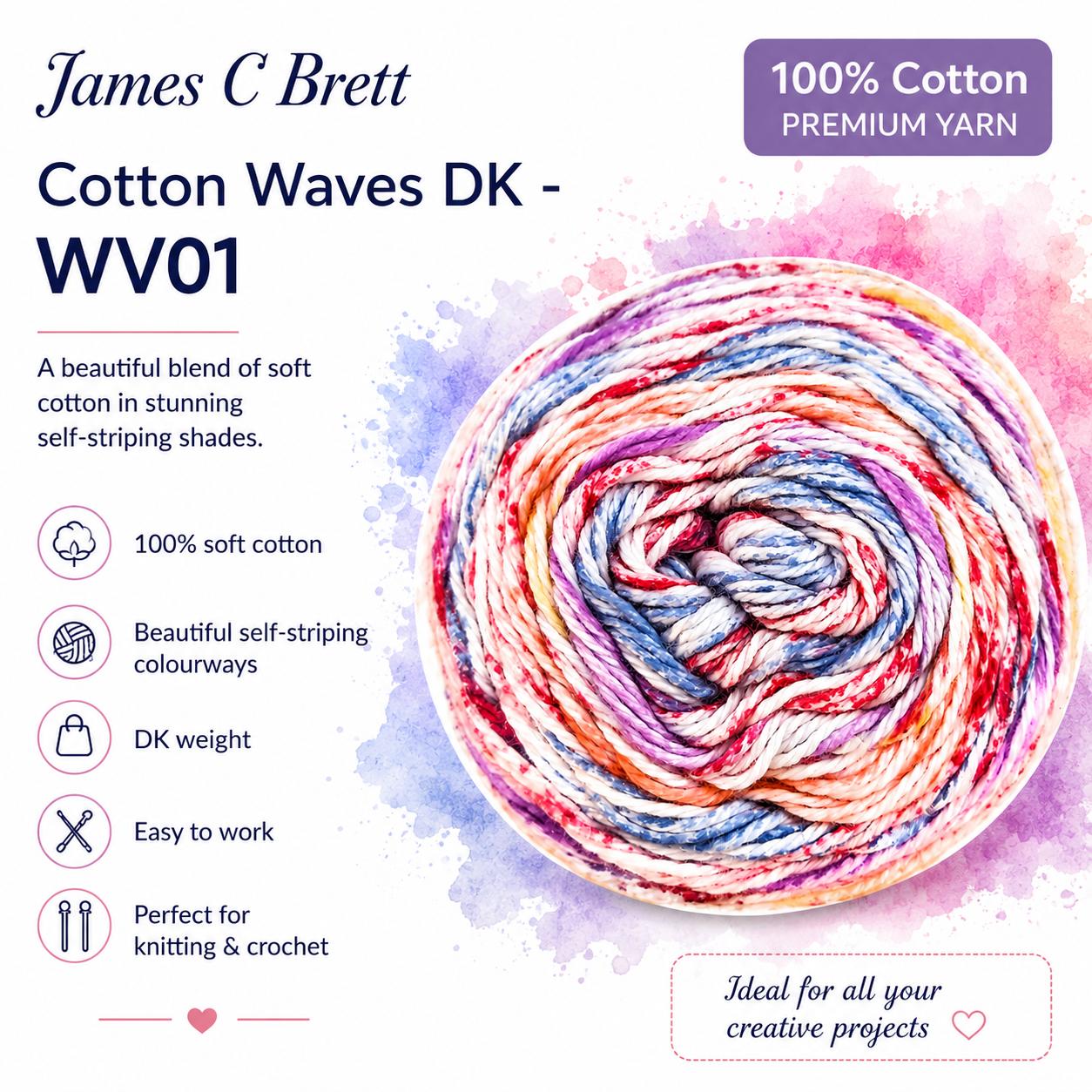 James C. Brett - Cotton Waves 100% Cotton Double Knit