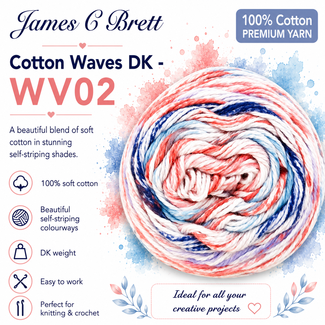 James C. Brett - Cotton Waves 100% Cotton Double Knit