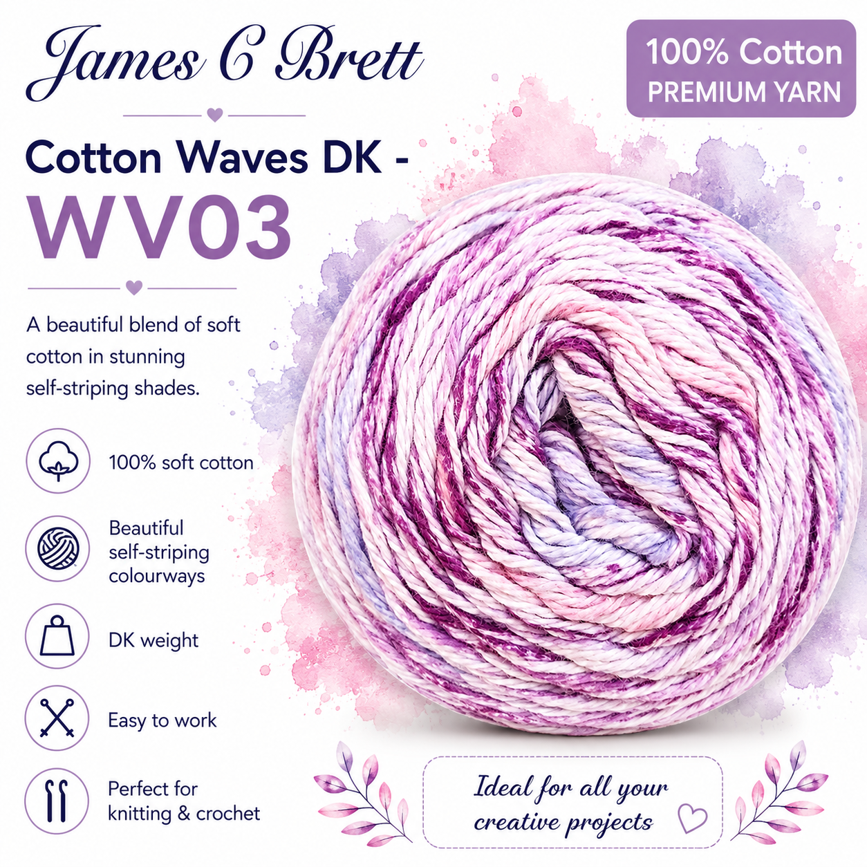 James C. Brett - Cotton Waves 100% Cotton Double Knit