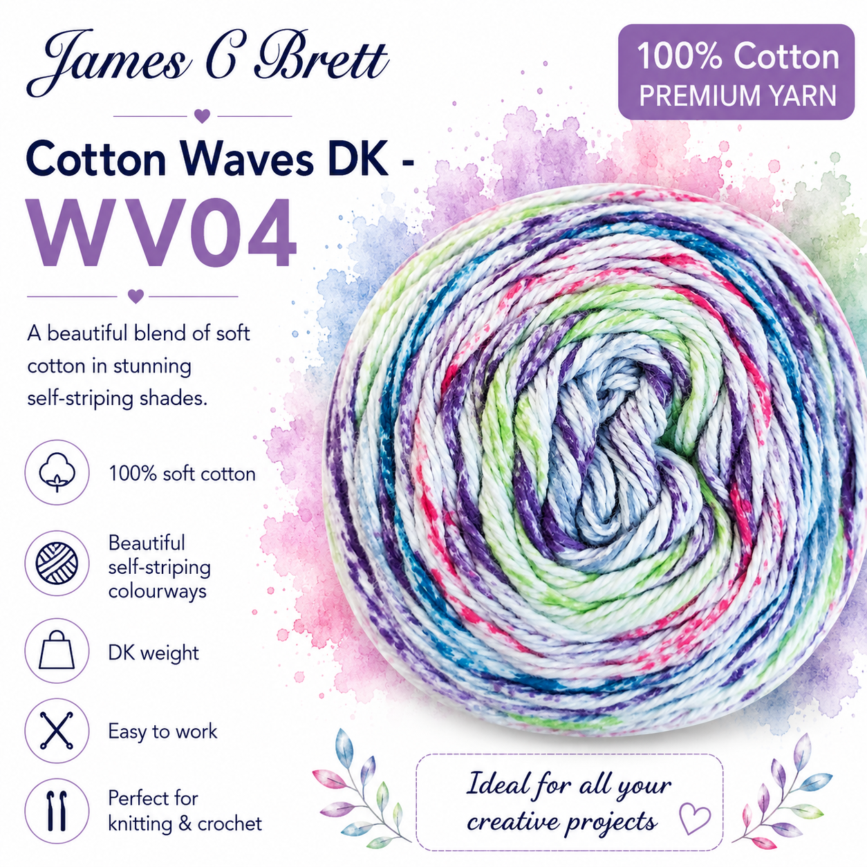 James C. Brett - Cotton Waves 100% Cotton Double Knit