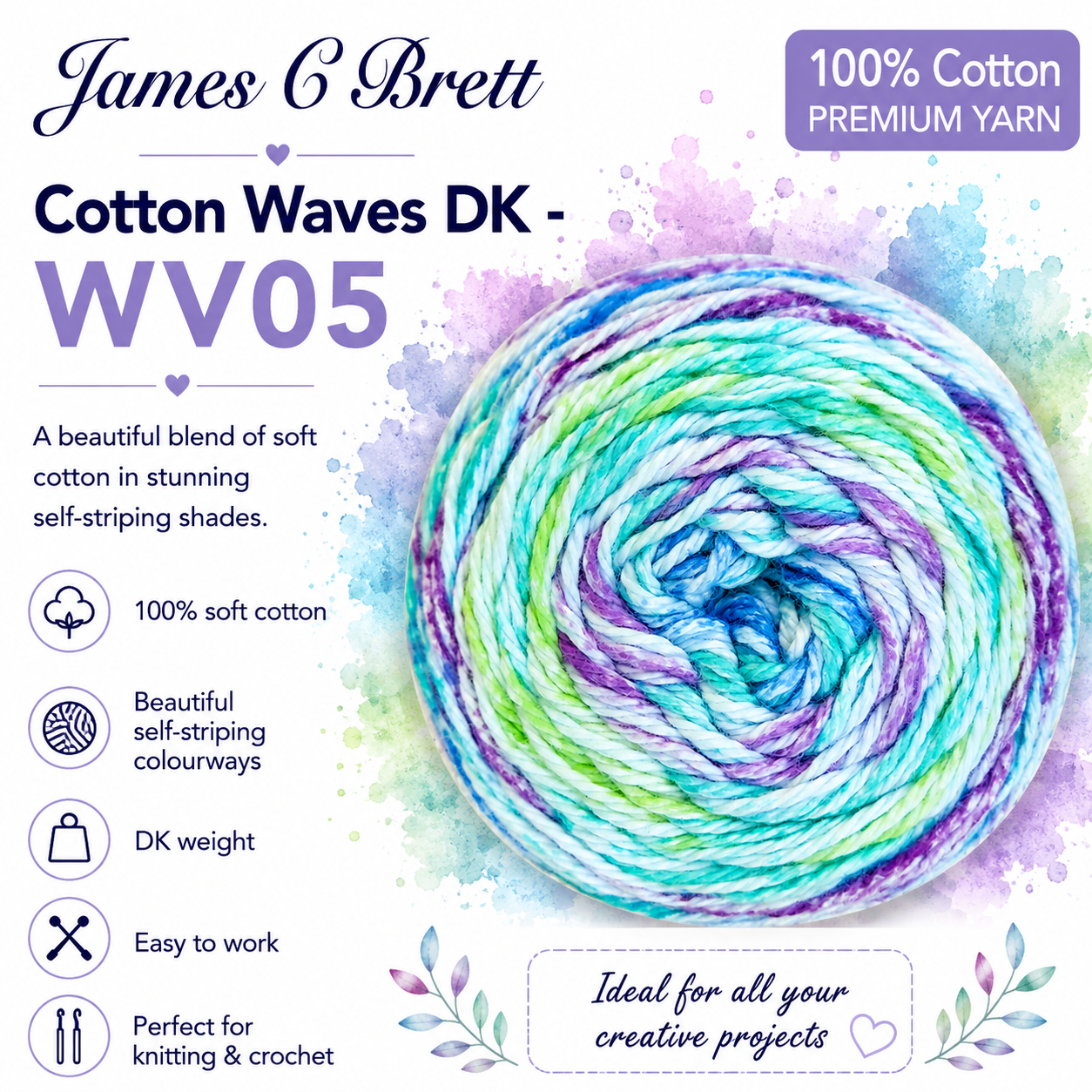 James C. Brett - Cotton Waves 100% Cotton Double Knit