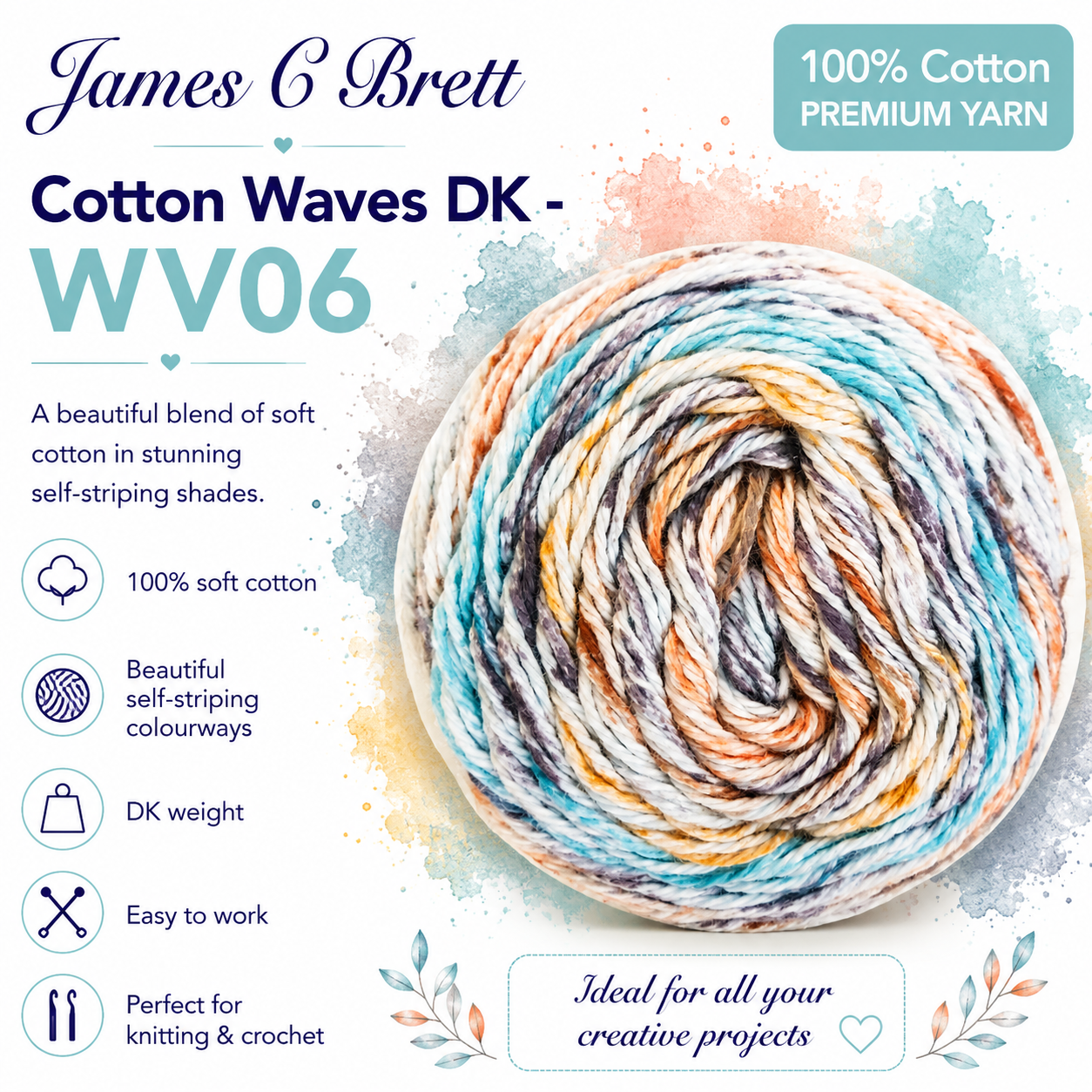 James C. Brett - Cotton Waves 100% Cotton Double Knit
