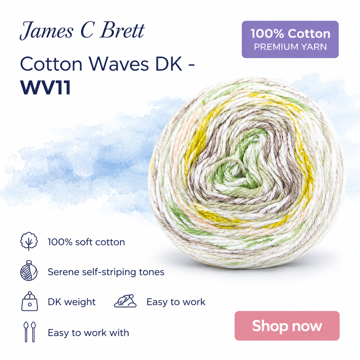 James C. Brett - Cotton Waves 100% Cotton Double Knit