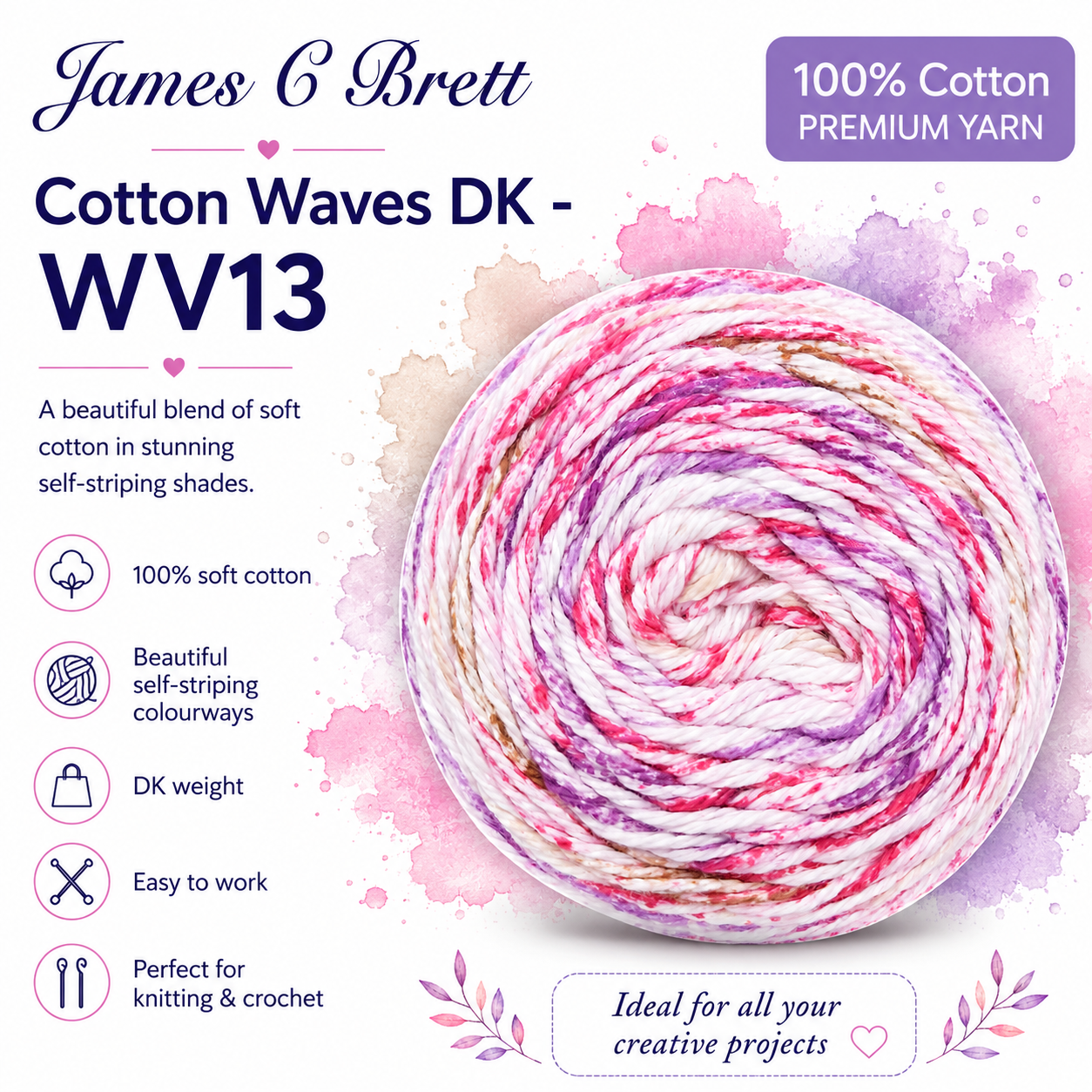 James C. Brett - Cotton Waves 100% Cotton Double Knit