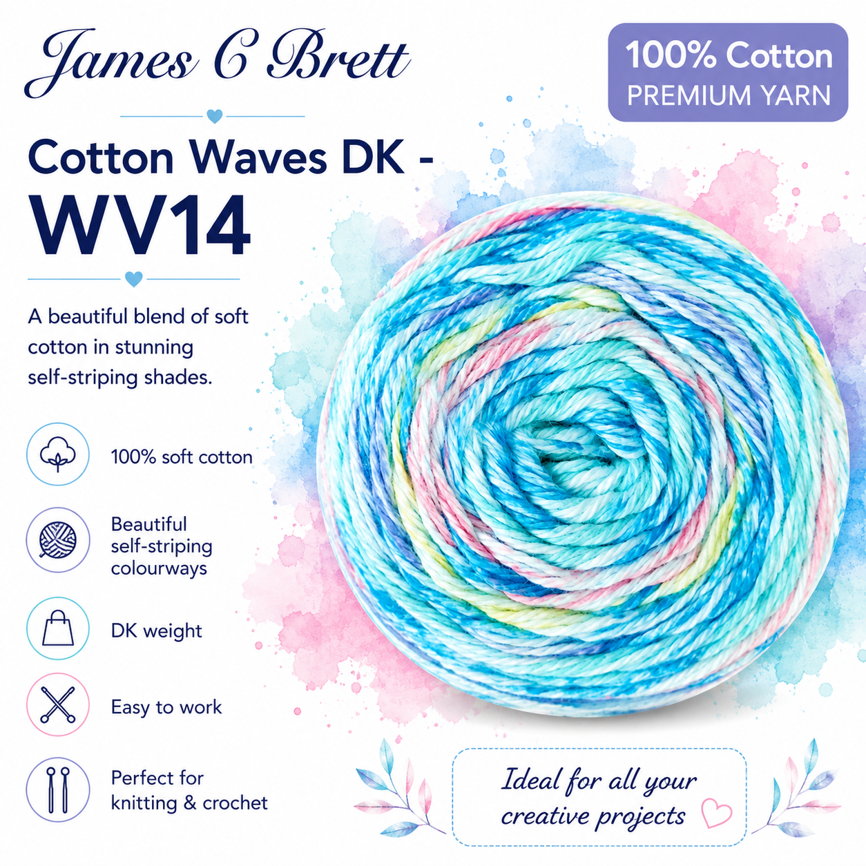 James C. Brett - Cotton Waves 100% Cotton Double Knit