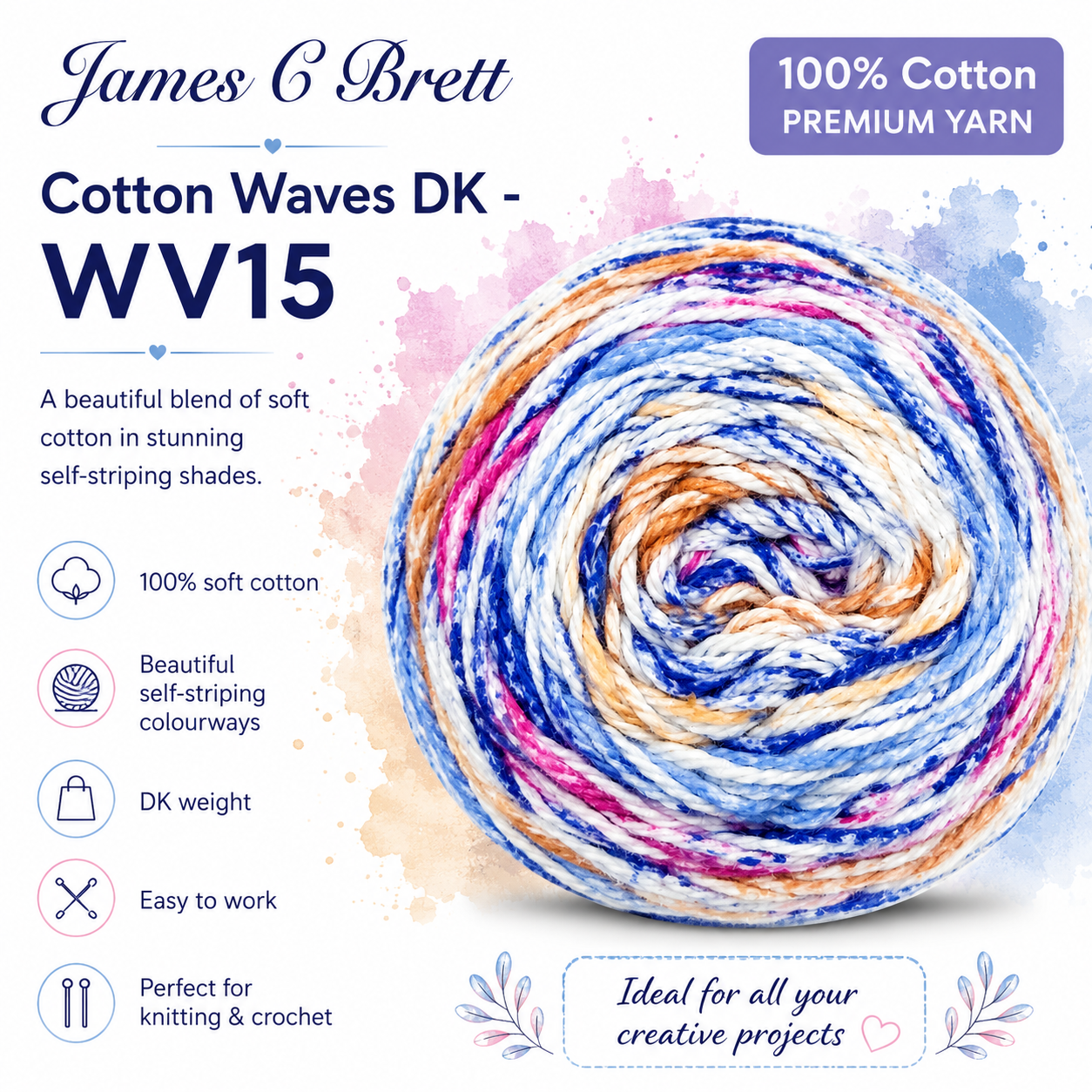 James C. Brett - Cotton Waves 100% Cotton Double Knit