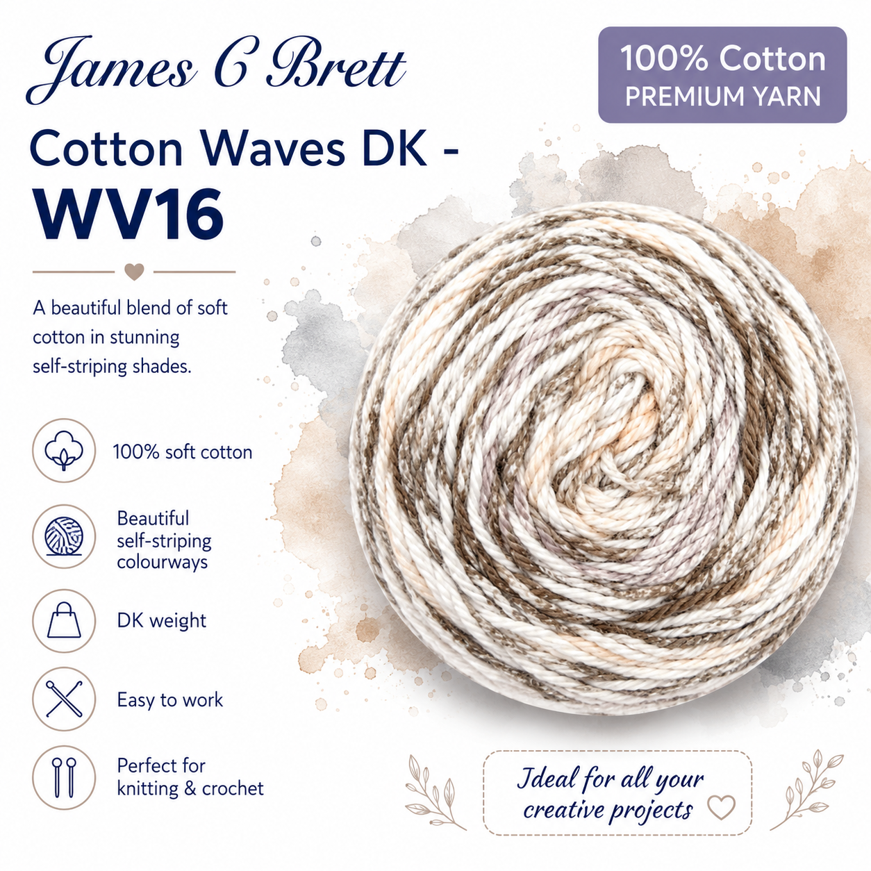 James C. Brett - Cotton Waves 100% Cotton Double Knit
